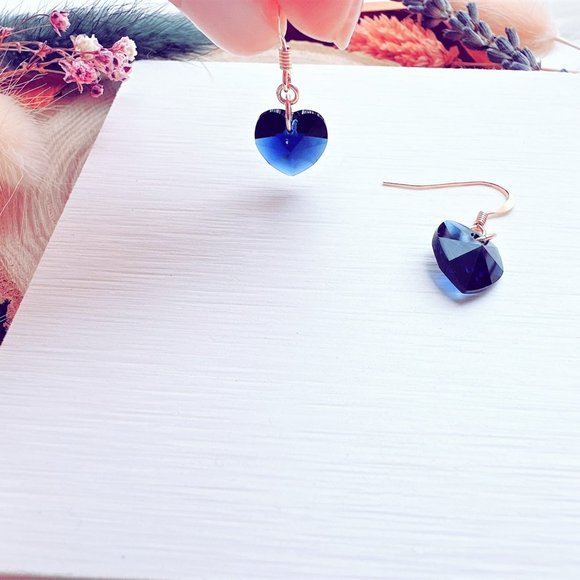 MM&H Designs Jewelry - 14k Gold-Filled Crystal Heart Earrings | Handmade in BC